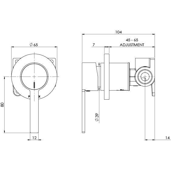 Phoenix Lexi Mkii Shower/Wall Mixer Brushed Nickel - Burdens Plumbing