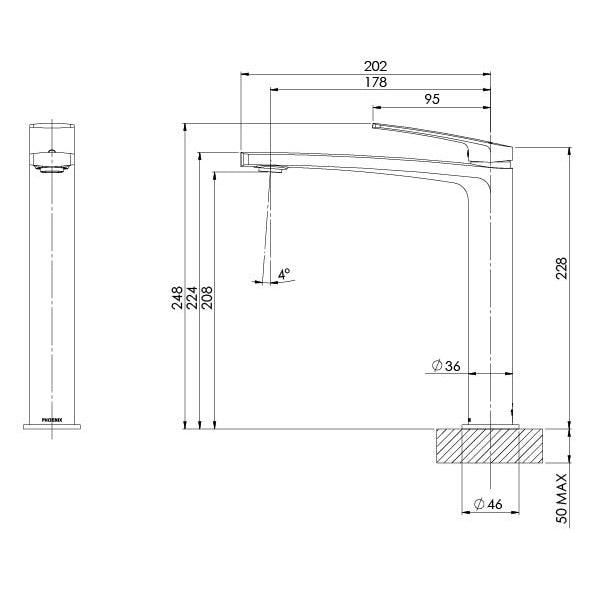 Phoenix Mekko Vessel Basin Mixer - Brushed Nickel - Burdens Plumbing