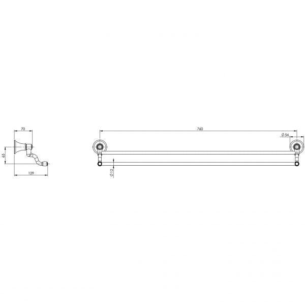 Phoenix Nostalgia Double Towel Rail 760mm - Burdens Plumbing