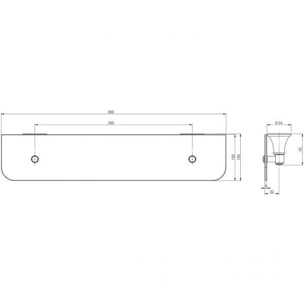 Phoenix Nostalgia Glass Shelf 500mm Brushed Nickel - Burdens Plumbing