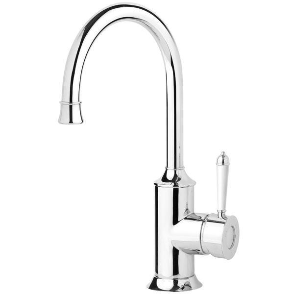 Phoenix Nostalgia Sink Mixer 160mm Gooseneck- Chrome/White - Burdens Plumbing