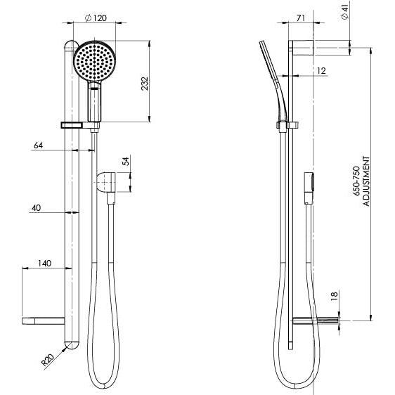 Phoenix Nx Quil Rail Shower - Brushed Nickel - Burdens Plumbing