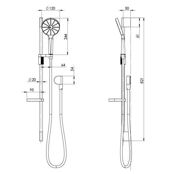 Phoenix Nx Vive Rail Shower - Chrome/White - Burdens Plumbing