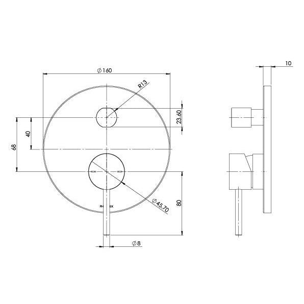 Phoenix Pina Shower/Bath Diverter Brushed Nickel - Burdens Plumbing