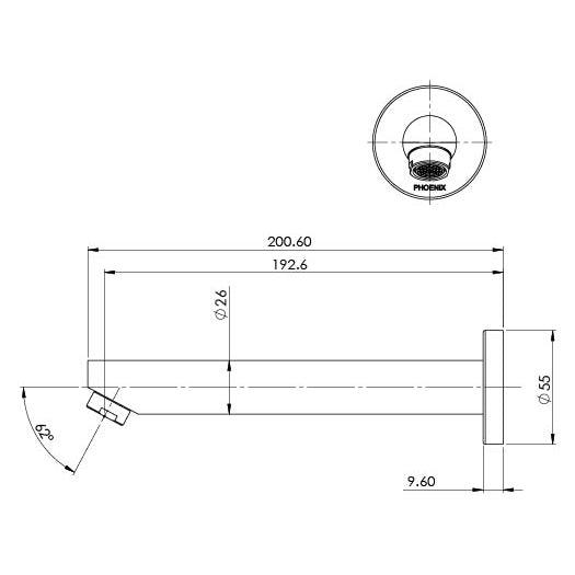 Phoenix Pina Wall Bath/Basin Outlet 180mm Brushed Nickel - Burdens Plumbing