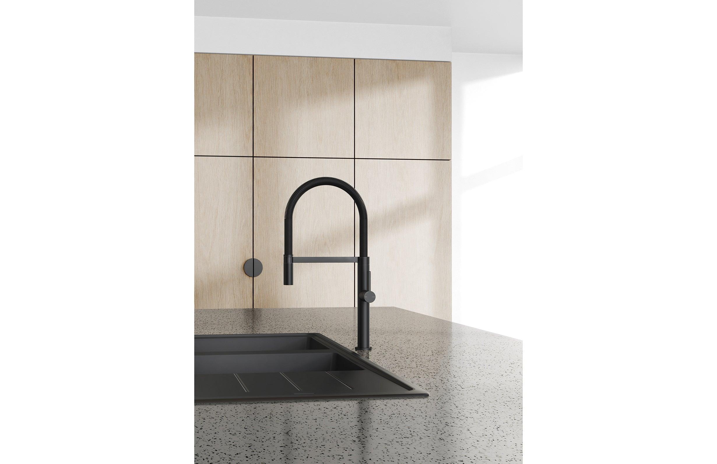 Phoenix Prize Flexible Coil Sink Mixer - Matte Black - Burdens Plumbing