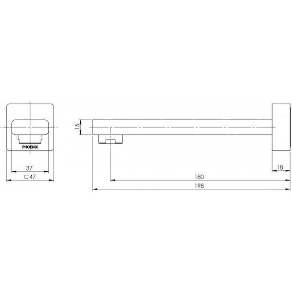 PHOENIX RADII BASIN WALL OUTLET MIXER 180MM CHROME - Burdens Plumbing