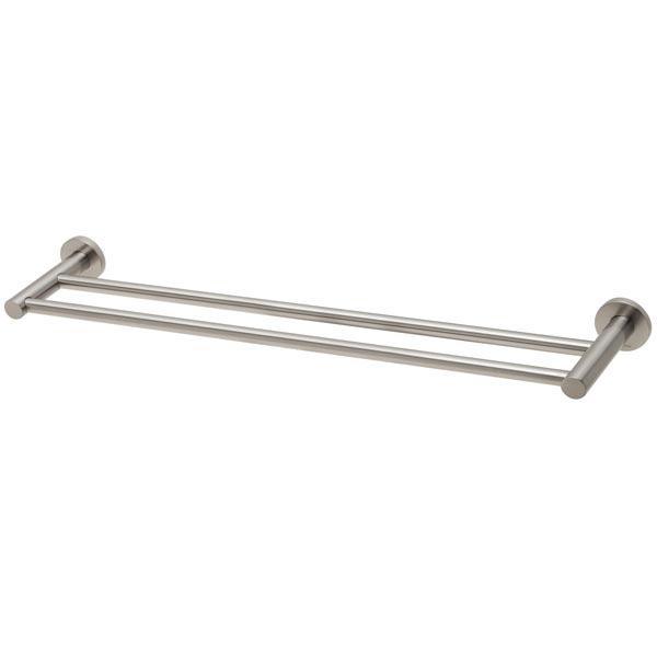 Phoenix RadII Double Towel Rail Round Plate - Brushed Nickel - Burdens Plumbing