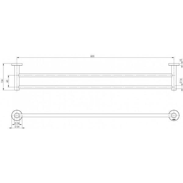 Phoenix RadII Double Towel Rail Round Plate - Brushed Nickel - Burdens Plumbing