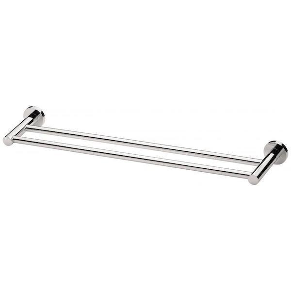 Phoenix Radii Double Towel Rail Round Plate Chrome - Burdens Plumbing