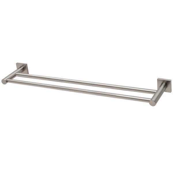 Phoenix RadII Double Towel Rail Square Plate - Brushed Nickel - Burdens Plumbing