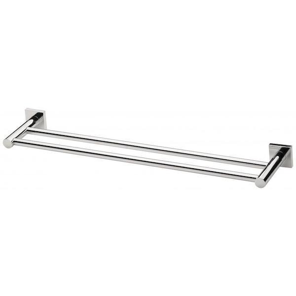 Phoenix Radii Double Towel Rail Square Plate-Chrome - Burdens Plumbing