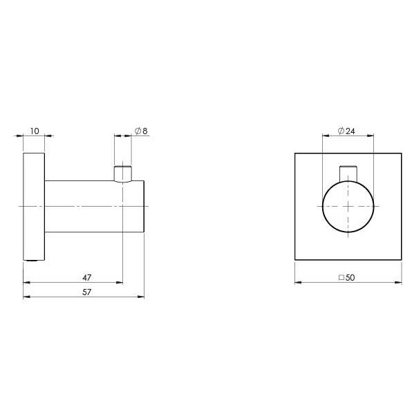 Phoenix Radii Robe Hook Square Plate-Matte Black - Burdens Plumbing