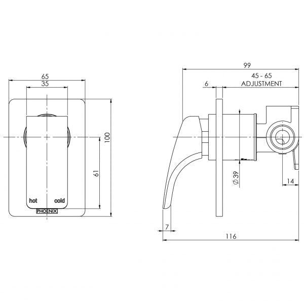 Phoenix Radii Shower/Wall Mixer - Burdens Plumbing