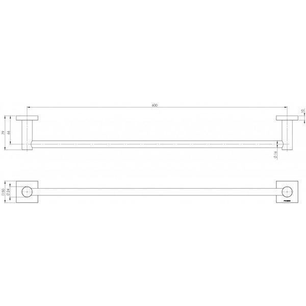 Phoenix RadII Single Towel Rail Square Plate-Chrome - Burdens Plumbing