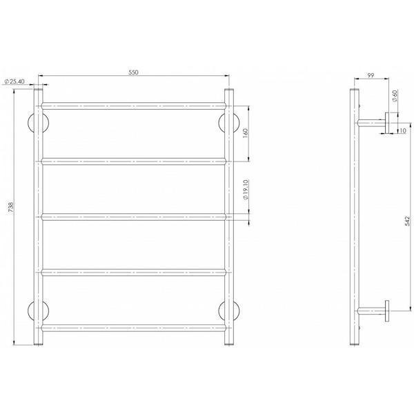 Phoenix RadII Towel Ladder Round Plate - Burdens Plumbing