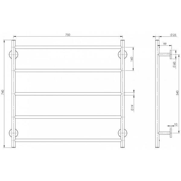 Phoenix RadII Towel Ladder Round Plate - Burdens Plumbing