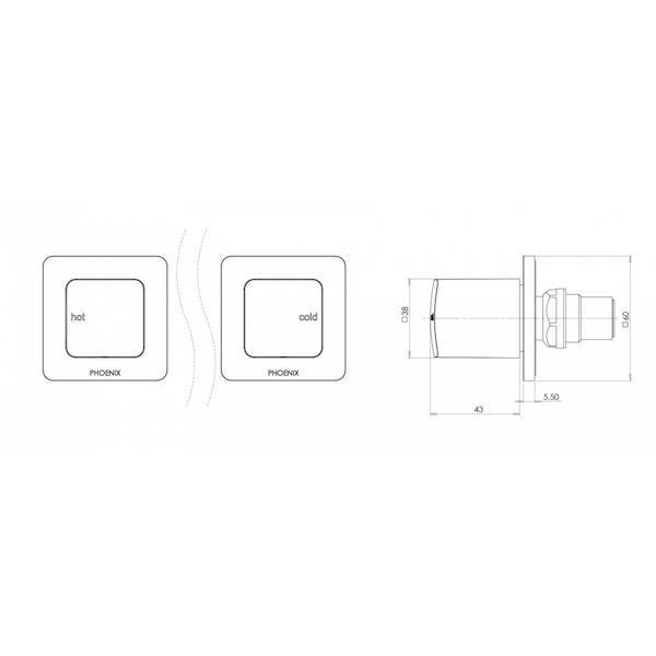 Phoenix Rush Wall Top Assemblies 15mm Extended Spindles Chrome Ru067 Chr - Burdens Plumbing