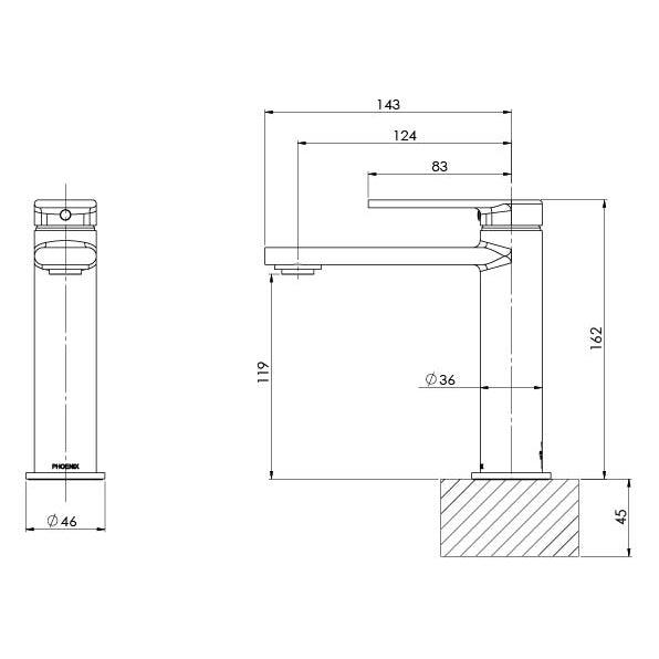 Phoenix Teel Basin Mixer - Matte Black - Burdens Plumbing