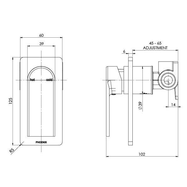 Phoenix Teel Shower/Wall Mixer - Matte Black - Burdens Plumbing