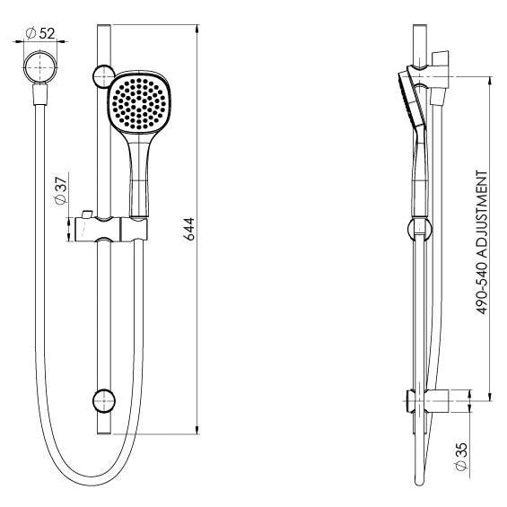 Phoenix Teva Rail Shower - Burdens Plumbing