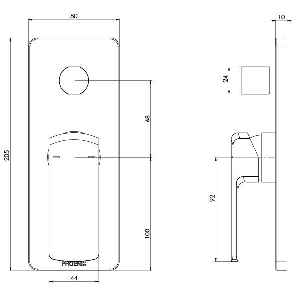 Phoenix Teva Shower/Bath Diverter Mixer Brushed Nickel - Burdens Plumbing