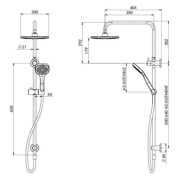 Phoenix Teva Twin Shower - Matte Black - Burdens Plumbing