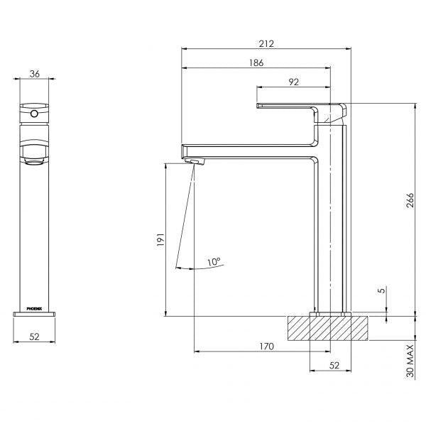 Phoenix Teva Vessel Mixer Brushed Nickel - Burdens Plumbing