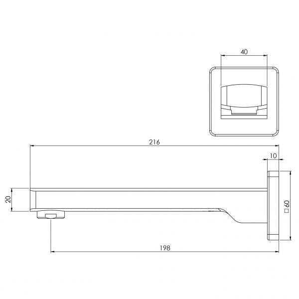 Phoenix Teva Wall Bath Outlet 200mm Brushed Nickel - Burdens Plumbing