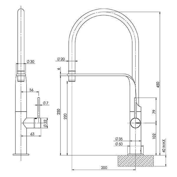 Phoenix Vido Flexible Hose Sink Mixer - Brushed Nickel - Burdens Plumbing