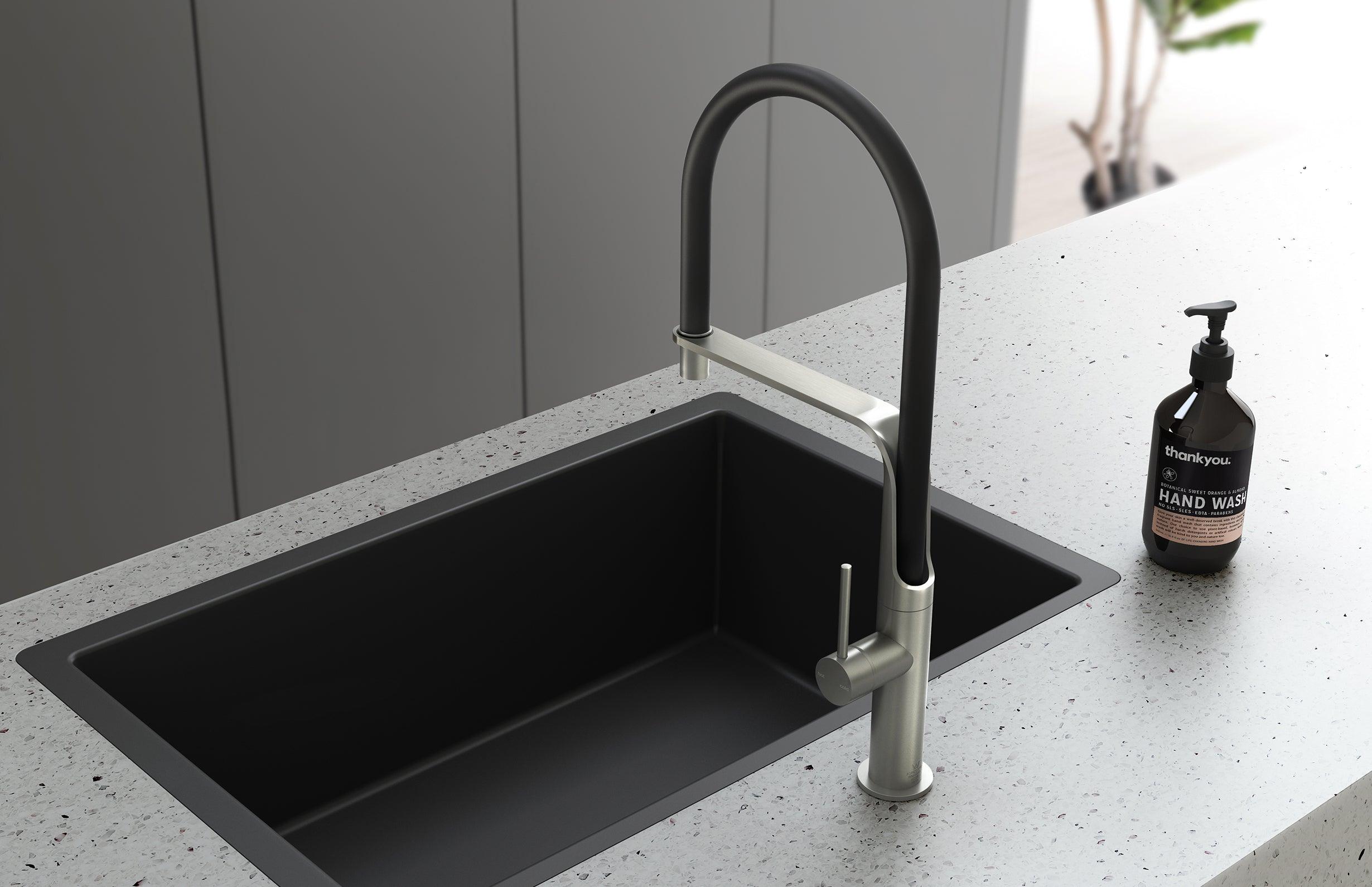 Phoenix Vido Flexible Hose Sink Mixer - Brushed Nickel - Burdens Plumbing