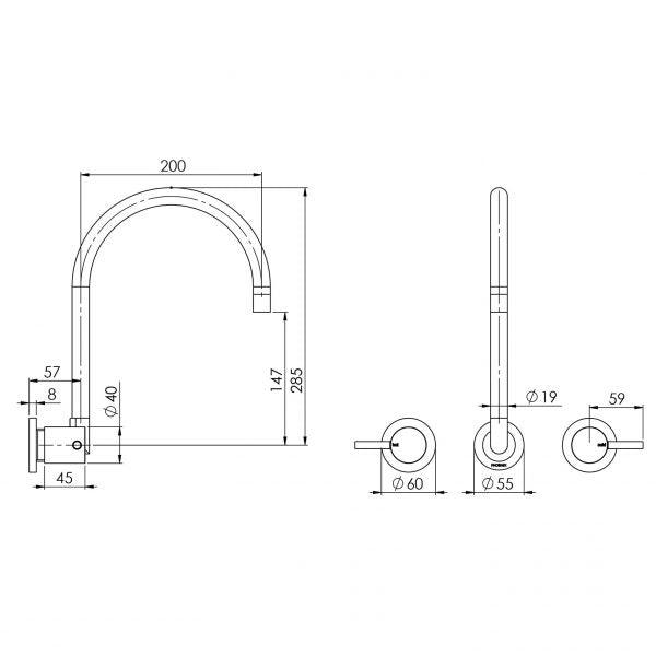 Phoenix Vivid Pin Lever Wall Sink Set Gooseneck - Burdens Plumbing