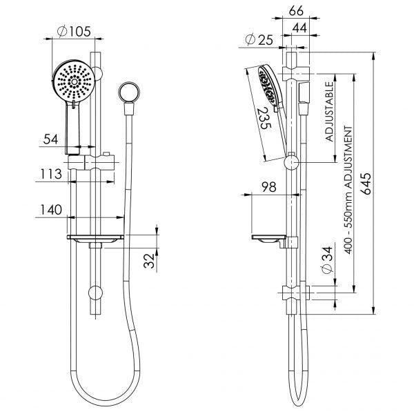 Phoenix Vivid Rail Shower Brushed Gold - Burdens Plumbing