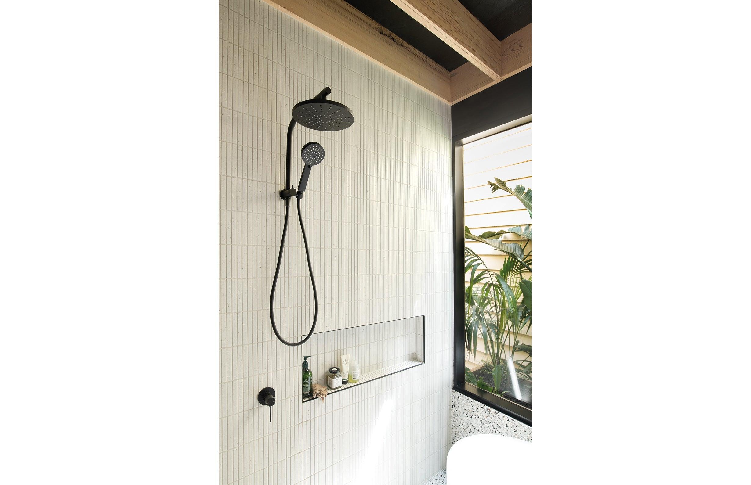 Phoenix Vivid Slimline Compact Twin Shower - Matte Black - Burdens Plumbing