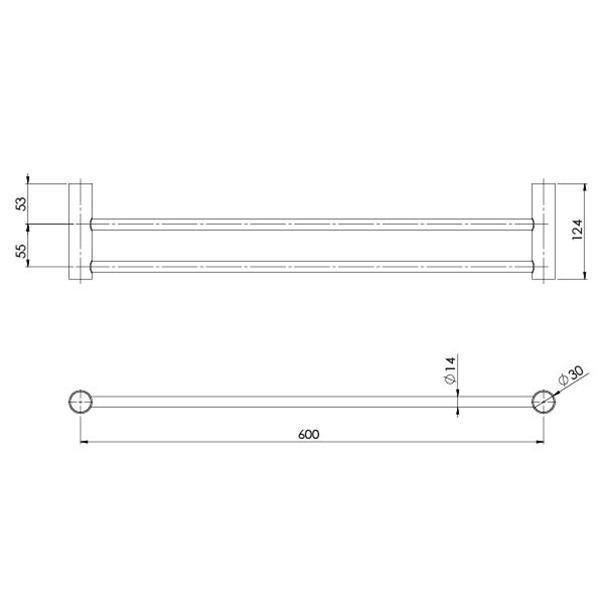 PHOENIX VIVID SLIMLINE DOUBLE TOWEL RAIL 800MM BRUSHED GOLD 111-8130-12 - Burdens Plumbing