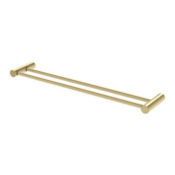 Phoenix Vivid Slimline Double Towel Rail Brushed Gold - Burdens Plumbing