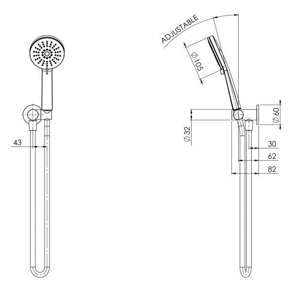 Phoenix Vivid Slimline Hand Shower - Brushed Nickel - Burdens Plumbing