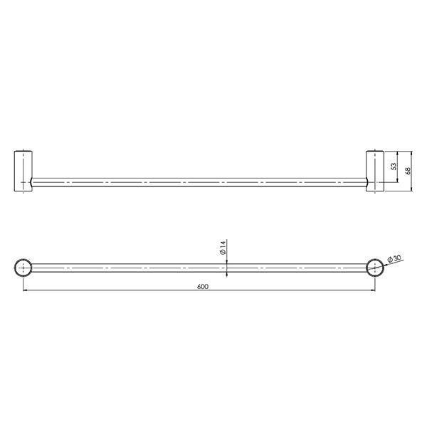 Phoenix Vivid Slimline Single Towel Rail Brushed Gold - Burdens Plumbing