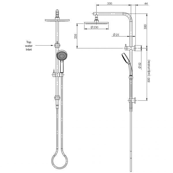 Phoenix Vivid Slimline Twin Shower - Brushed Nickel - Burdens Plumbing