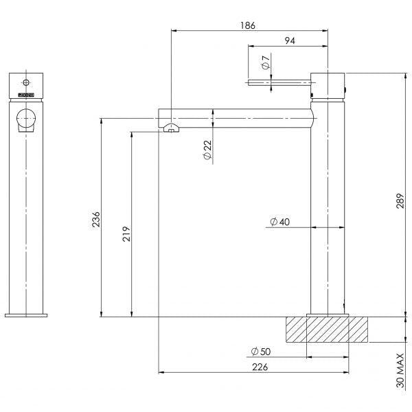 Phoenix Vivid Slimline Vessel Mixer-Brushed Gold - Burdens Plumbing