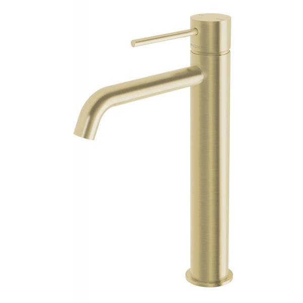 Phoenix Vivid Slimline Vessel Mixer Curved Outlet - Brushed Gold - Burdens Plumbing