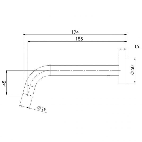 Phoenix Vivid Slimline Wall Basin Outlet 180mm-Brushed Nickel - Burdens Plumbing