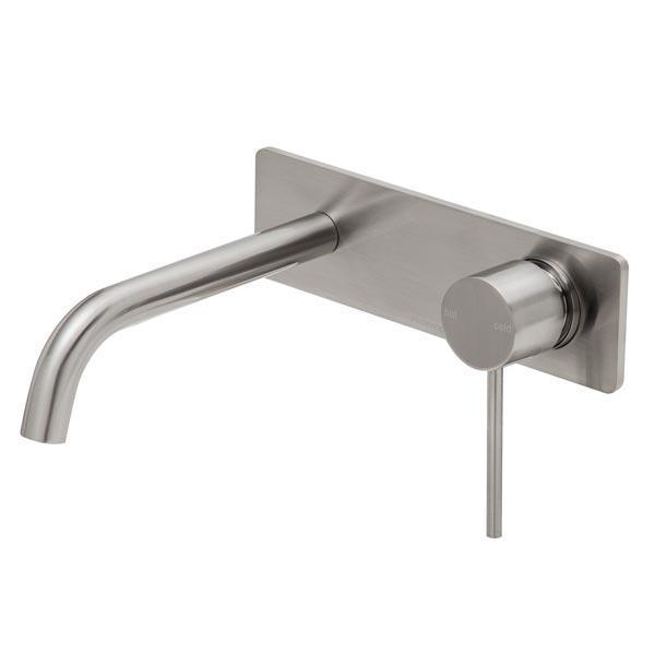 Phoenix Vivid Slimline Wall Basin Set 180mm Curved-Brushed Nickel - Burdens Plumbing