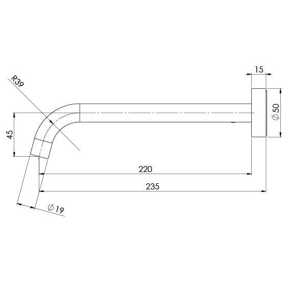 Phoenix Vivid Slimline Wall Bath Outlet 230mm Curved - Brushed Nickel - Burdens Plumbing