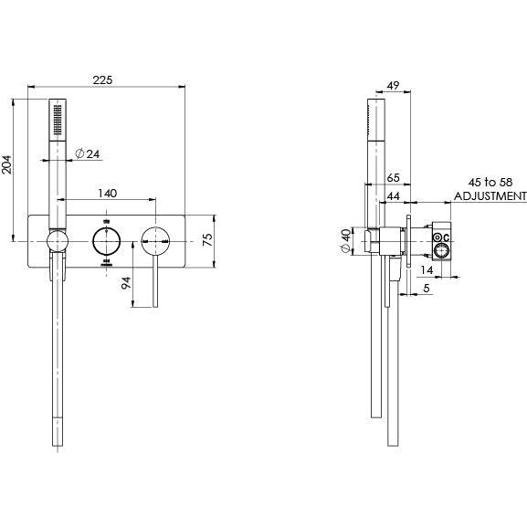 Phoenix Vivid Slimline Wall Shower System - Brushed Gold - Burdens Plumbing