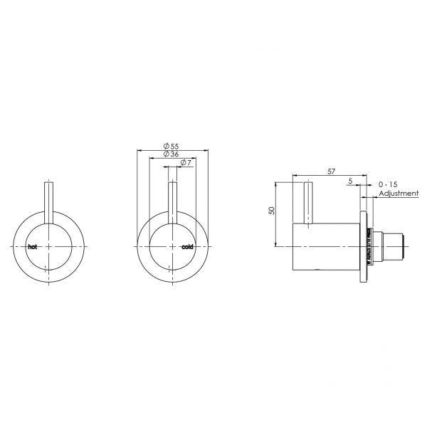 Phoenix Vivid Slimline Wall Top Assemblies - Brushed Gold - Burdens Plumbing