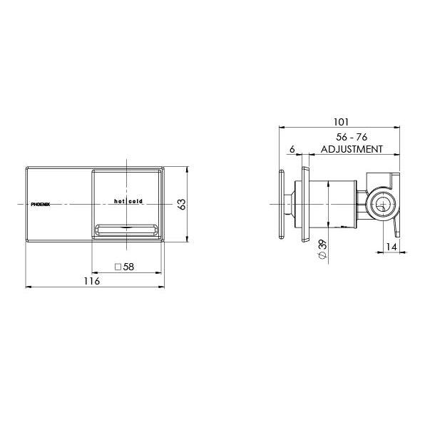 Phoenix Zimi Shower Wall Mixer -Brushed Nickel - Burdens Plumbing