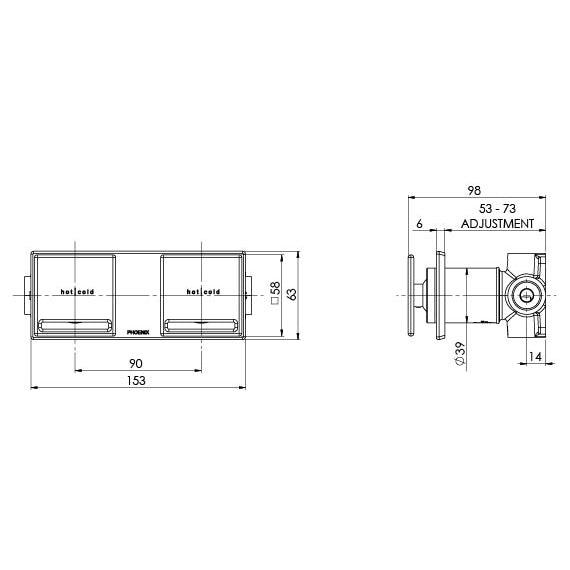 Phoenix Zimi Twin Shower Wall Mixer - Chrome - Burdens Plumbing