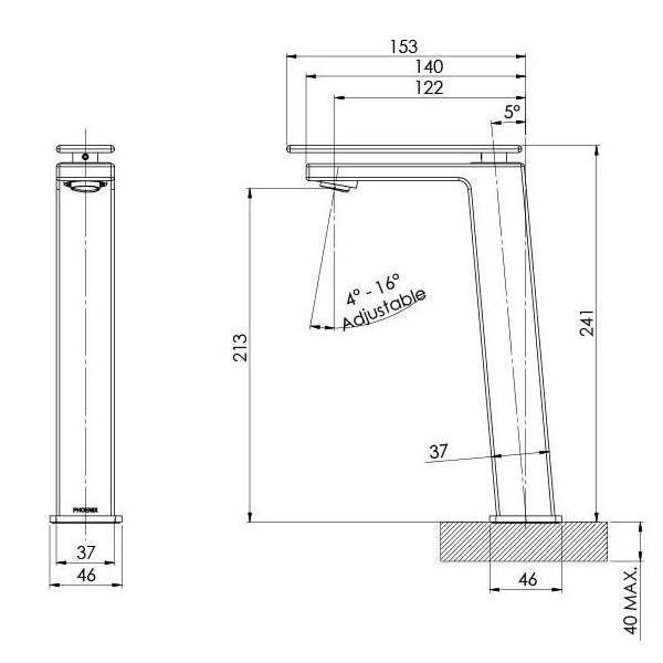 Phoenix Zimi Vessel Mixer - Chrome - Burdens Plumbing