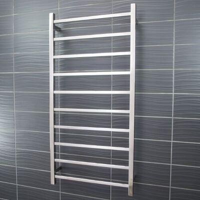 RADIANT 10 BAR SQ HEATED RAIL 1200 X 600 POL. S/S LEFT HAND - Burdens Plumbing